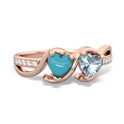 Turquoise Side By Side 14K Rose Gold ring R3090