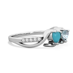 Turquoise Side By Side 14K White Gold ring R3090