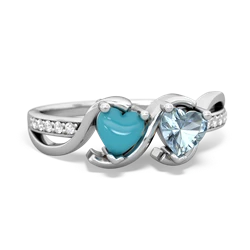 Turquoise Side By Side 14K White Gold ring R3090