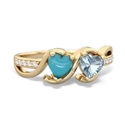 Turquoise Side By Side 14K Yellow Gold ring R3090