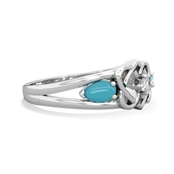 Turquoise Hearts Intertwined 14K White Gold ring R5880