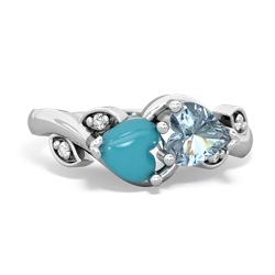 Turquoise Floral Elegance 14K White Gold ring R5790