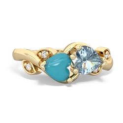 Turquoise Floral Elegance 14K Yellow Gold ring R5790