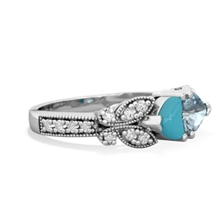 Turquoise Diamond Butterflies 14K White Gold ring R5601