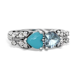 Turquoise Diamond Butterflies 14K White Gold ring R5601