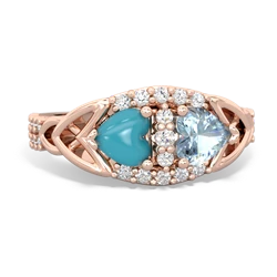 Turquoise Sparkling Celtic Knot 14K Rose Gold ring R2645