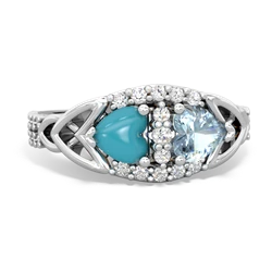 Turquoise Sparkling Celtic Knot 14K White Gold ring R2645