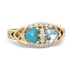 Turquoise Sparkling Celtic Knot 14K Yellow Gold ring R2645