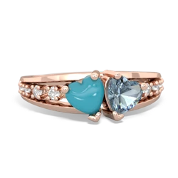 Turquoise Heart To Heart 14K Rose Gold ring R3342