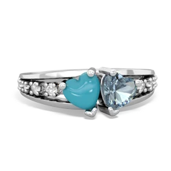 Turquoise Heart To Heart 14K White Gold ring R3342