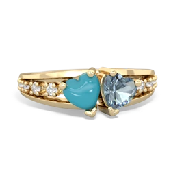 Turquoise Heart To Heart 14K Yellow Gold ring R3342