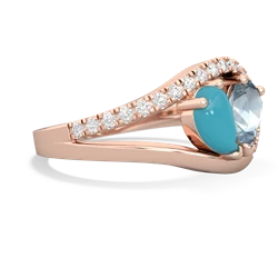 Turquoise Nestled Heart Keepsake 14K Rose Gold ring R5650