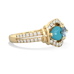 Turquoise Art-Deco Keepsake 14K Yellow Gold ring R5630