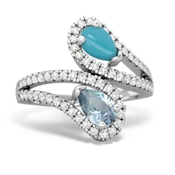 Turquoise Diamond Dazzler 14K White Gold ring R3000