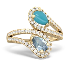 Turquoise Diamond Dazzler 14K Yellow Gold ring R3000