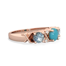 Turquoise Hugs And Kisses 14K Rose Gold ring R5016