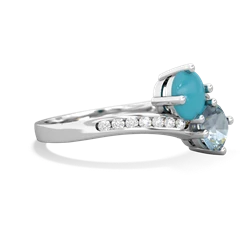 Turquoise Channel Set Two Stone 14K White Gold ring R5303