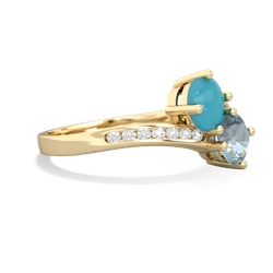 Turquoise Channel Set Two Stone 14K Yellow Gold ring R5303