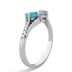 Turquoise Infinity Pave Two Stone 14K White Gold ring R5285