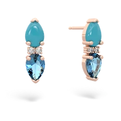 Turquoise Bowtie Drop 14K Rose Gold earrings E0865