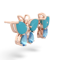 Turquoise Butterfly 14K Rose Gold earrings E2215