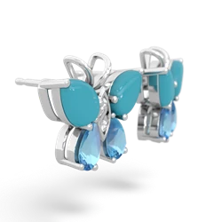 Turquoise Butterfly 14K White Gold earrings E2215