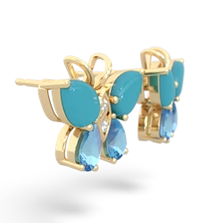 Turquoise Butterfly 14K Yellow Gold earrings E2215