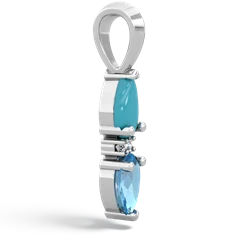 Turquoise Bowtie Drop 14K White Gold pendant P0865