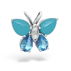 Turquoise Butterfly 14K White Gold pendant P2215