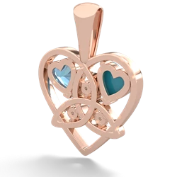 Turquoise Celtic Trinity Heart 14K Rose Gold pendant P5331