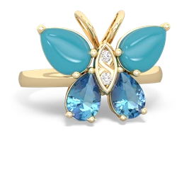 Turquoise Butterfly 14K Yellow Gold ring R2215