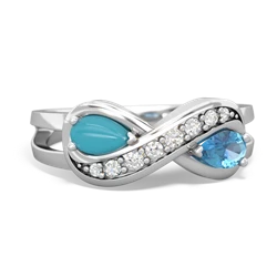 Turquoise Diamond Infinity 14K White Gold ring R5390