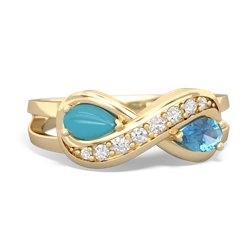 Turquoise Diamond Infinity 14K Yellow Gold ring R5390