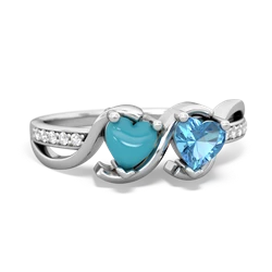 Turquoise Side By Side 14K White Gold ring R3090