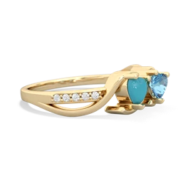 Turquoise Side By Side 14K Yellow Gold ring R3090