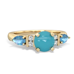 Turquoise 6Mm Round Eternal Embrace Engagement 14K Yellow Gold ring R2005