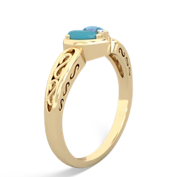 Turquoise Filligree 'One Heart' 14K Yellow Gold ring R5070