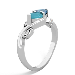 Turquoise Floral Elegance 14K White Gold ring R5790