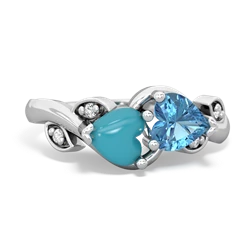 Turquoise Floral Elegance 14K White Gold ring R5790