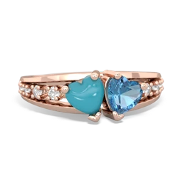 Turquoise Heart To Heart 14K Rose Gold ring R3342