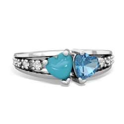 Turquoise Heart To Heart 14K White Gold ring R3342