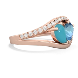 Turquoise Nestled Heart Keepsake 14K Rose Gold ring R5650