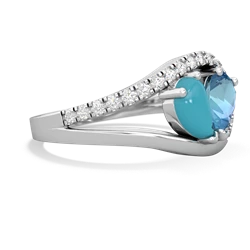 Turquoise Nestled Heart Keepsake 14K White Gold ring R5650