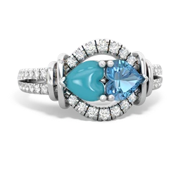 Turquoise Art-Deco Keepsake 14K White Gold ring R5630