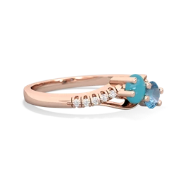 Turquoise Infinity Pave Two Stone 14K Rose Gold ring R5285