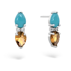 Turquoise Bowtie Drop 14K White Gold earrings E0865