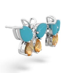 Turquoise Butterfly 14K White Gold earrings E2215