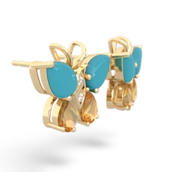 Turquoise Butterfly 14K Yellow Gold earrings E2215