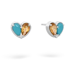 Turquoise 'Our Heart' 14K White Gold earrings E5072