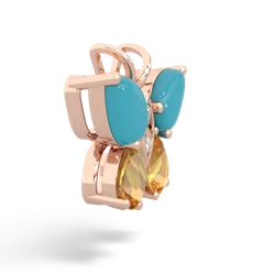 Turquoise Butterfly 14K Rose Gold pendant P2215